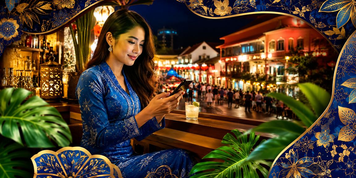 Pemain kasino mudah alih di Melaka menggunakan aplikasi ror2 dengan pakaian baju kurung